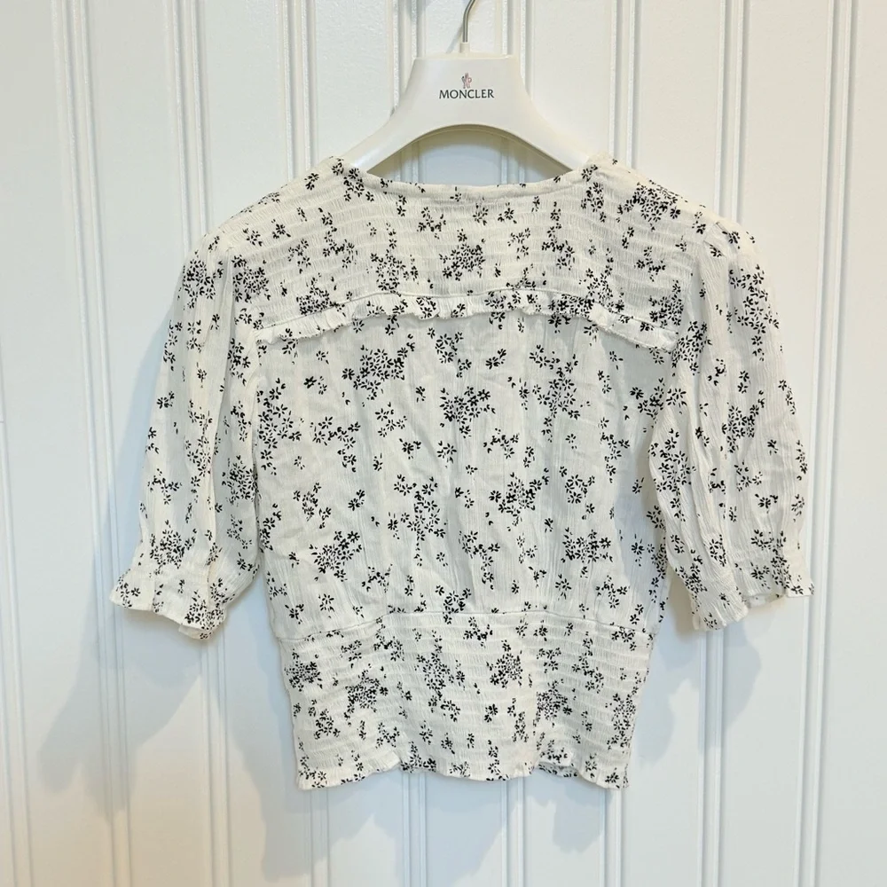 Abercrombie & Fitch White Puff Sleeve Crop Blouse